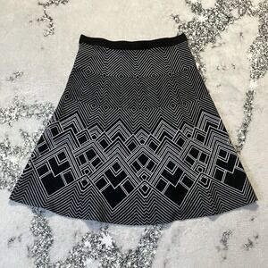 Carole Wren Skirt Womens Size‎ Large Black Pull On Geometric Knit A Line